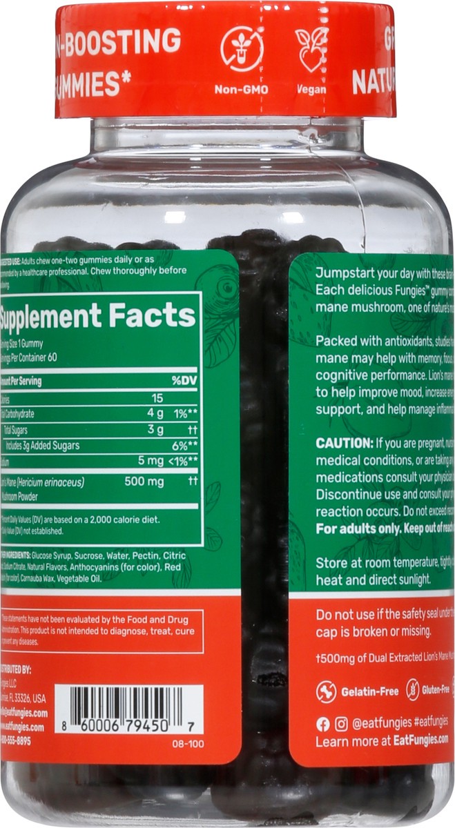 slide 4 of 9, Fungies Blueberry and Strawberry Lion's Mane Mushroom 60 Gummies, 60 ct