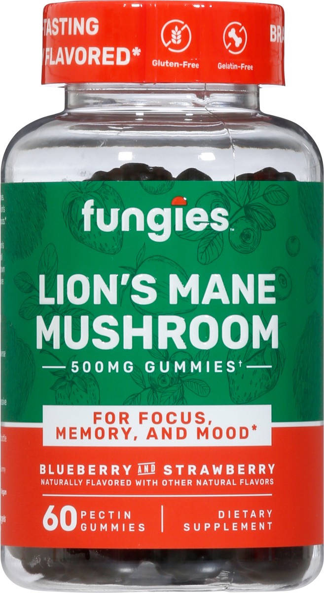 slide 5 of 9, Fungies Blueberry and Strawberry Lion's Mane Mushroom 60 Gummies, 60 ct