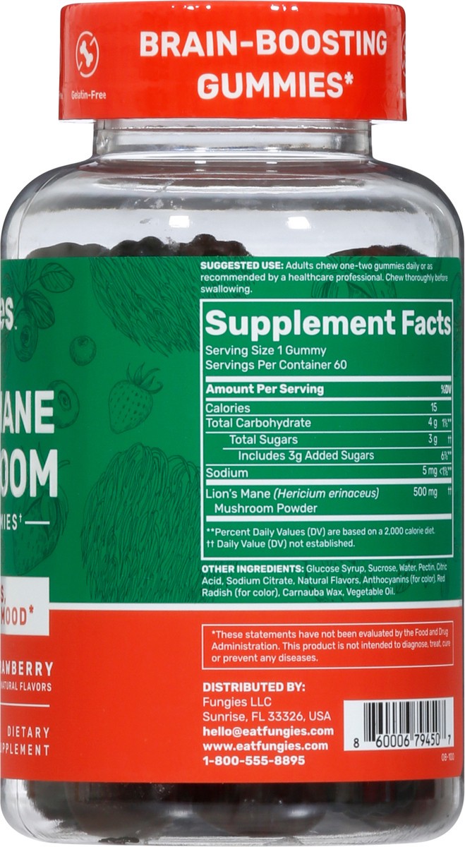 slide 8 of 9, Fungies Blueberry and Strawberry Lion's Mane Mushroom 60 Gummies, 60 ct