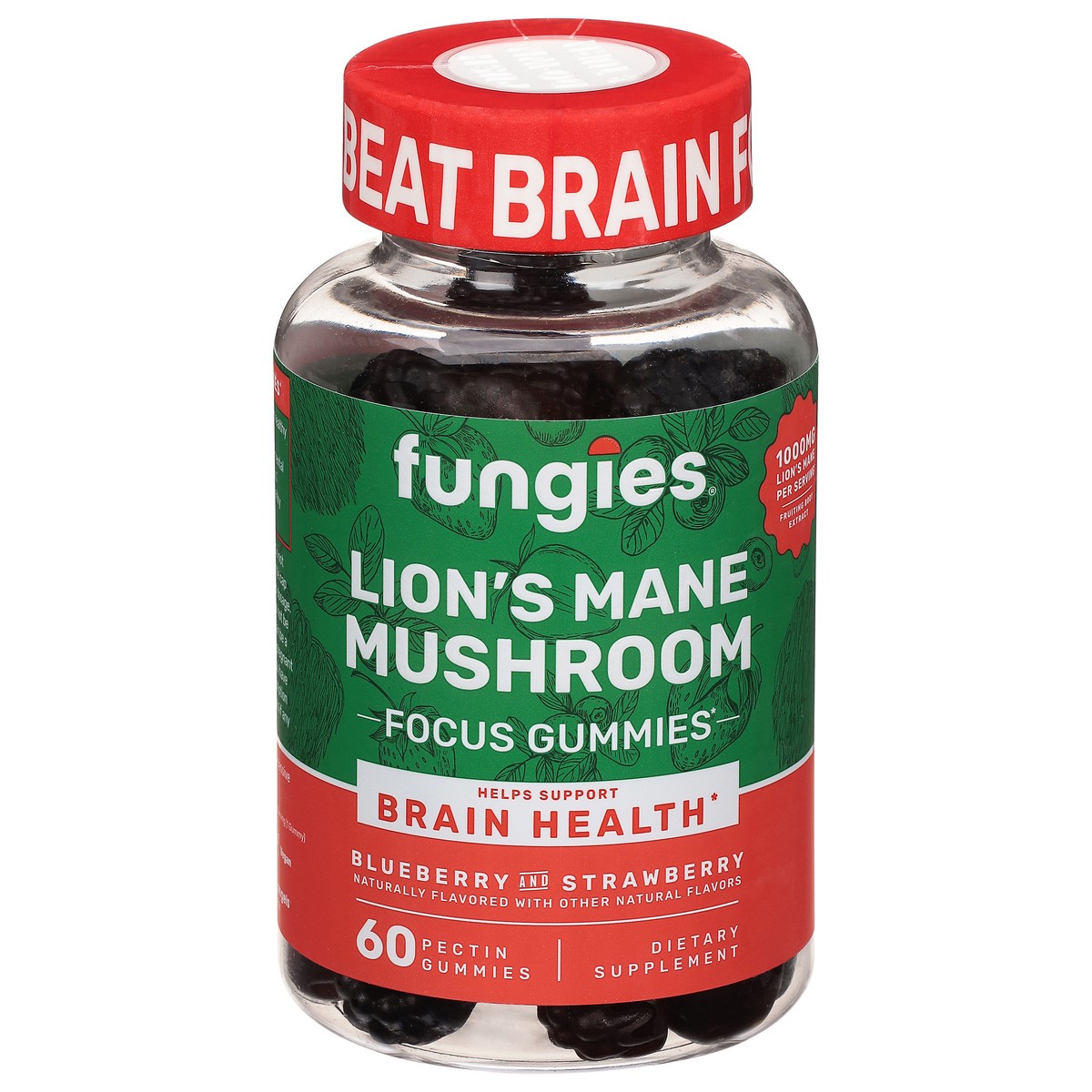 slide 1 of 9, Fungies Blueberry and Strawberry Lion's Mane Mushroom 60 Gummies, 60 ct