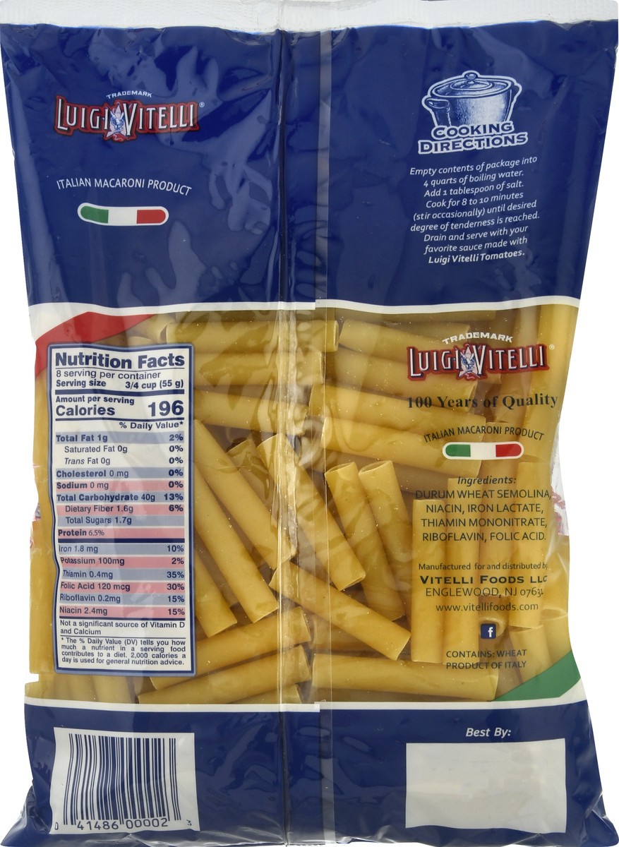 slide 7 of 10, Luigi Vitelli 100% Durum Wheat Semolina Cut Ziti Pasta 16 oz, 16 oz