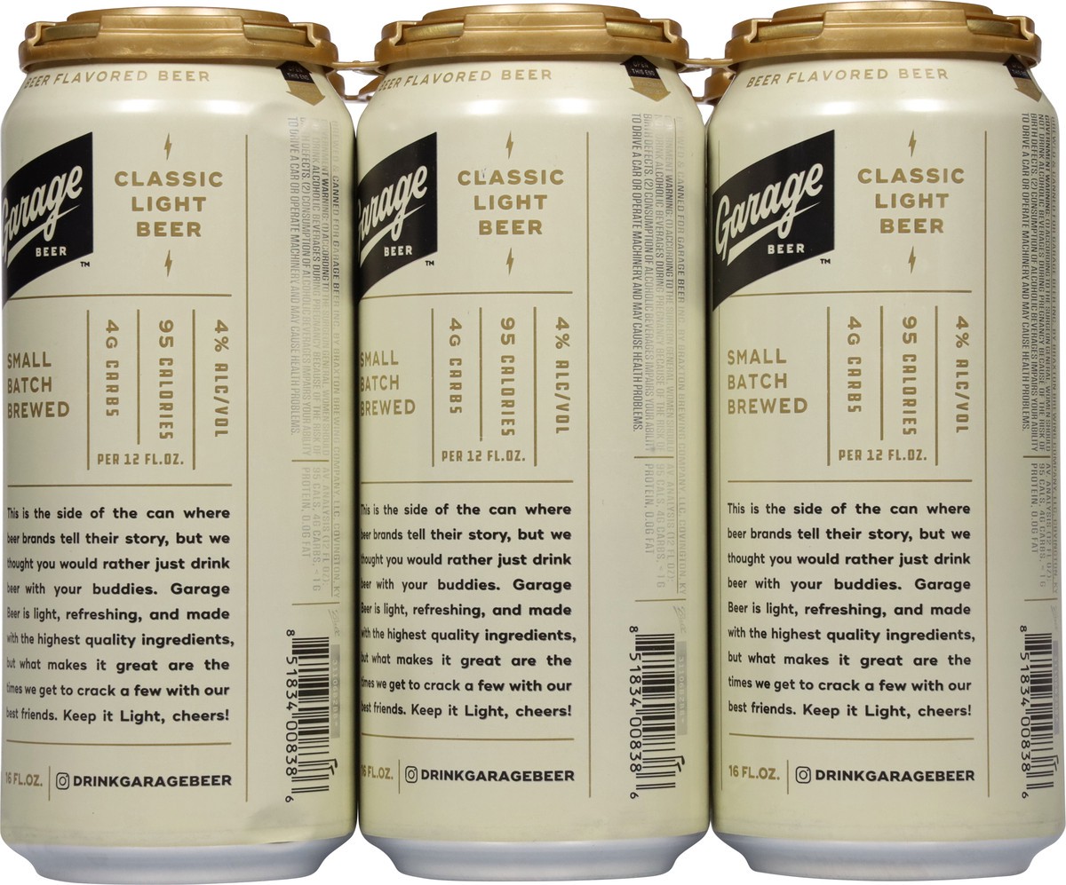 slide 2 of 11, Garage Beer Light Classic Beer 6 Pack 6 - 16 oz Cans, 1 ct