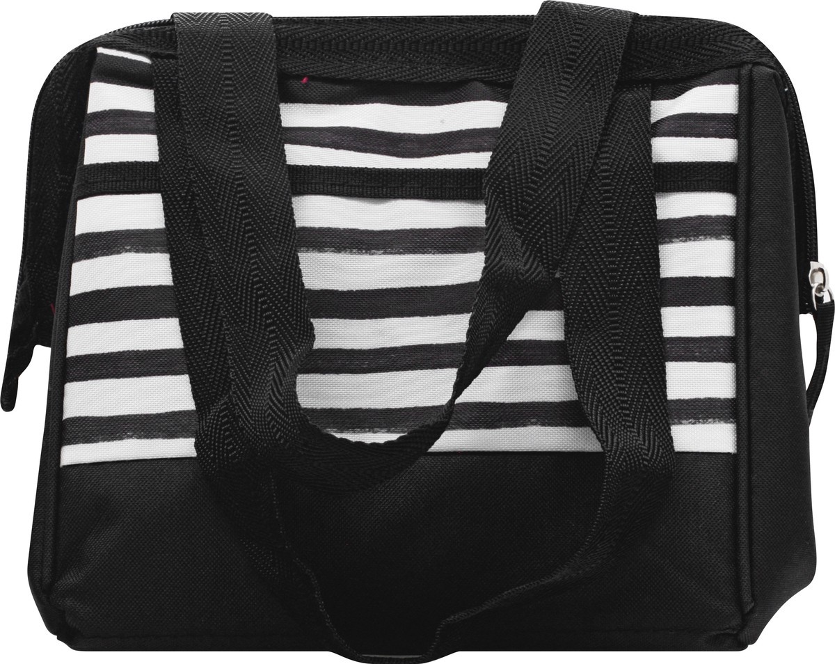 slide 8 of 8, Igloo Cooler Bag, Black/White Stripes, Leftover Tote, 9 Cans, 1 ct