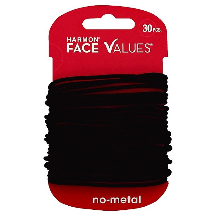 slide 1 of 1, Harmon Face Values Thin Elastic Band Ponytail Holders - Black, 30 ct