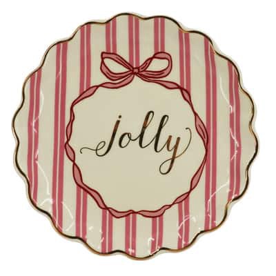 slide 1 of 3, 8" Pink & White Jolly Ceramic Plate By Ashland, 8 in