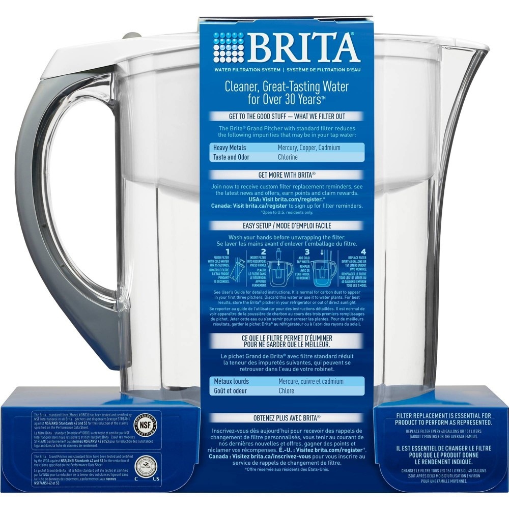 slide 3 of 11, Brita Grand Water Pitcher - White, 10 cup