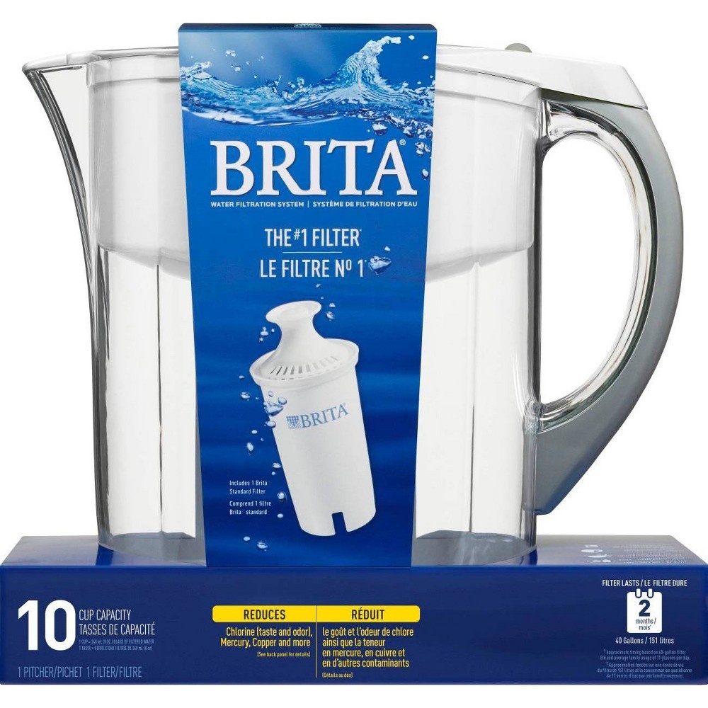 slide 9 of 11, Brita Grand Water Pitcher - White, 10 cup