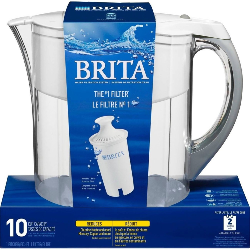 slide 10 of 11, Brita Grand Water Pitcher - White, 10 cup