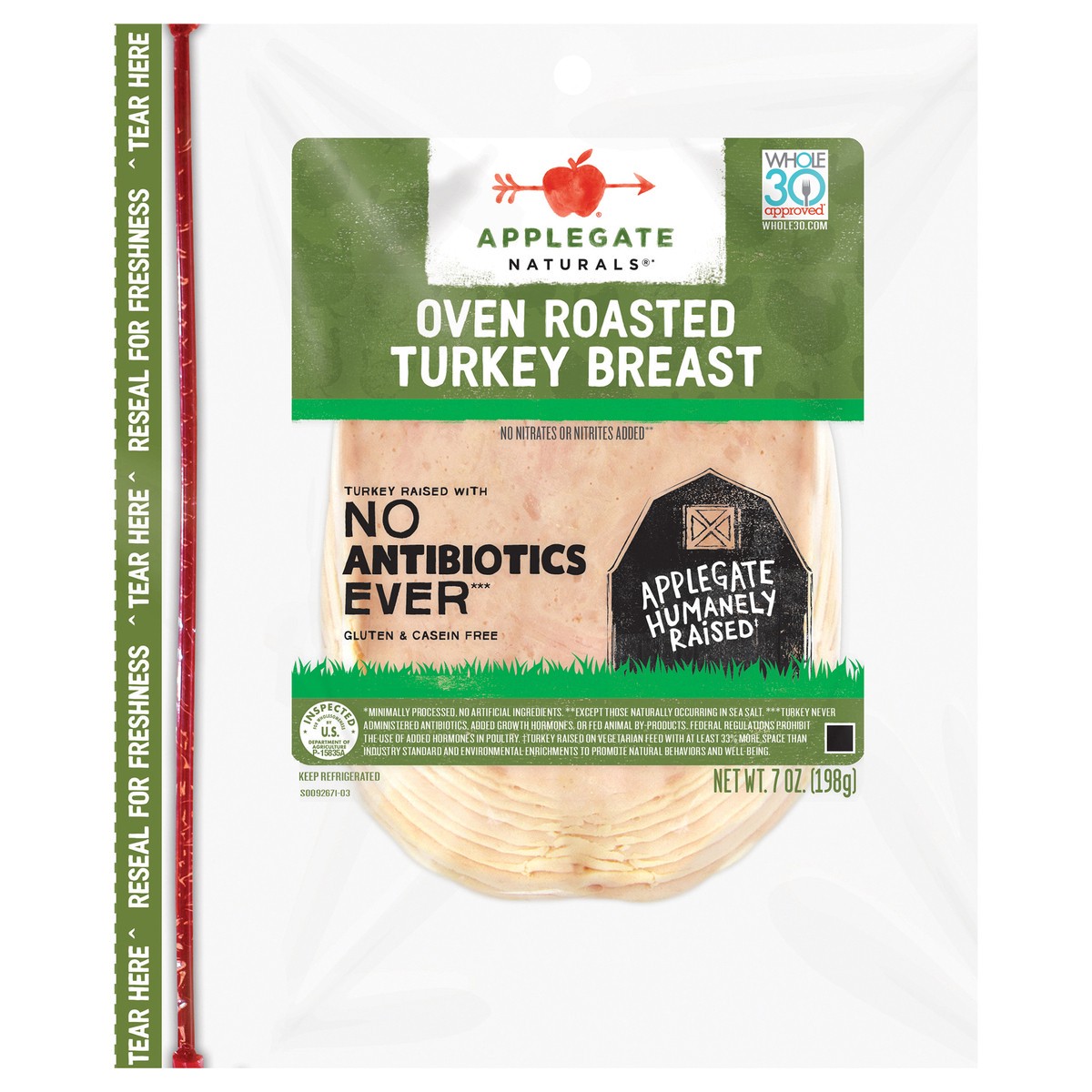 slide 1 of 7, Applegate Naturals Oven Roasted Turkey Breast Sliced, 7oz, 7 oz