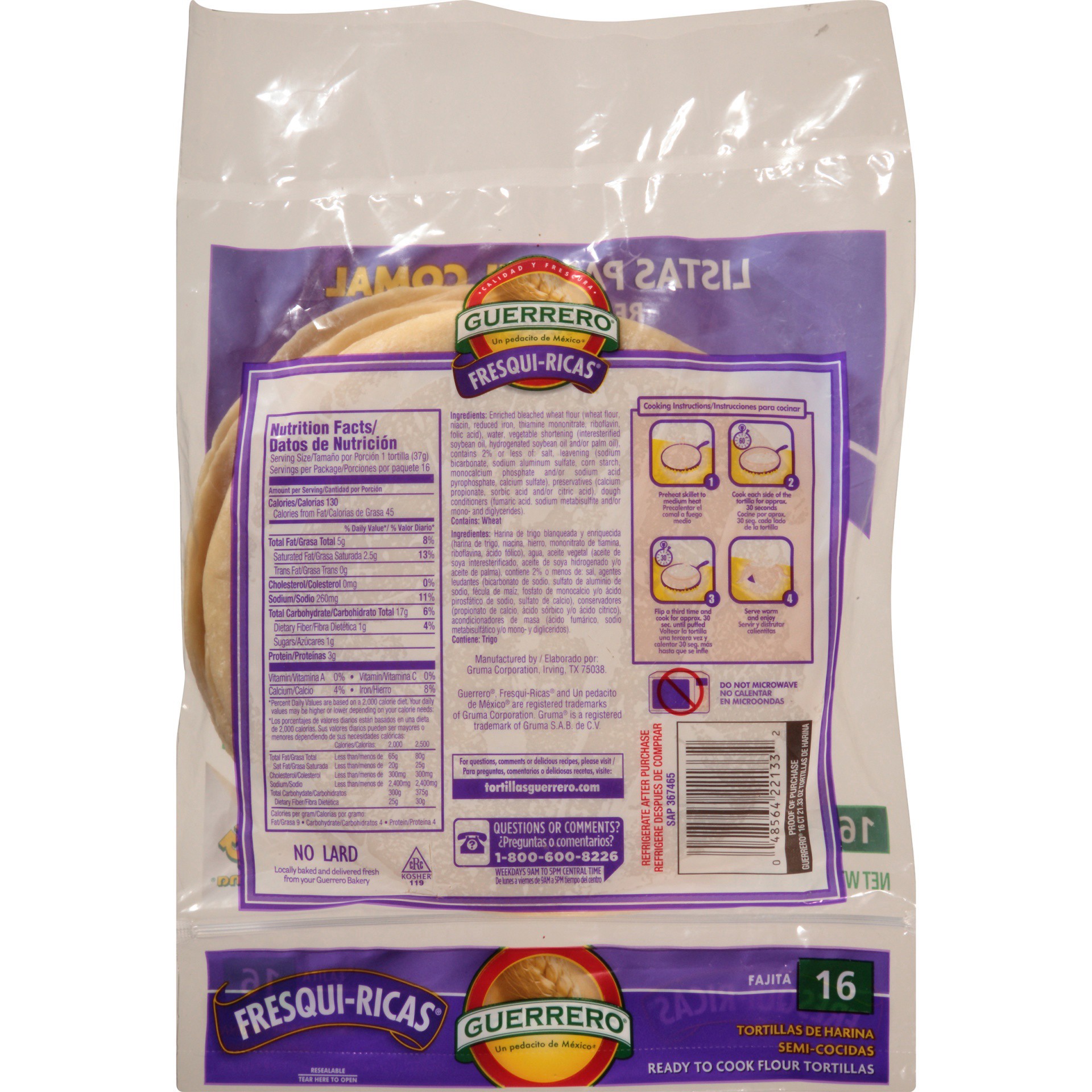 slide 2 of 6, Guerrero Fresqui-Ricas Fajita Flour Tortillas 16 c, 16 ct