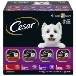 Cesar Classic Loaf in Sauce 4 Flavors Canine Cuisine Tray 24 - 3.5 oz ea