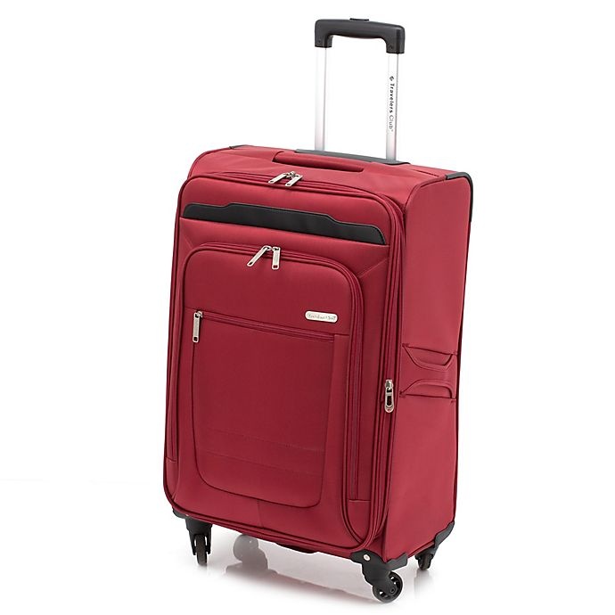 slide 1 of 7, Traveler's Club Luggage Traveler's Club Voyager II Spinner Checked Luggage - Red, 24 in