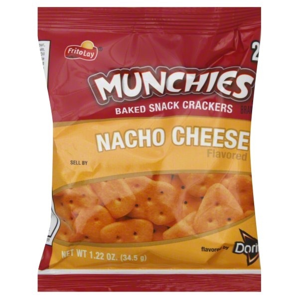 slide 1 of 5, Munchies Nacho Cheese Flavored Baked Snack Crackers, 1.22 oz