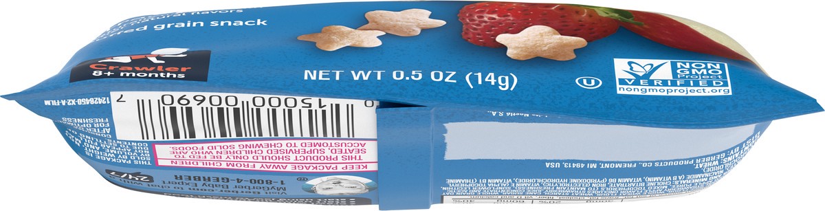 slide 7 of 9, Gerber Grain & Grow 8+ Months Crawler Strawberry Apple Puffed Grain Snack 0.5 oz, 0.5 oz