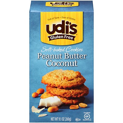 slide 1 of 5, Udi's Gluten Free Soft Baked Peanut Butter Coconut Cookies, 9.1 oz