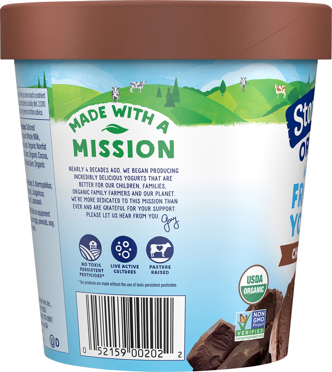 slide 6 of 8, Stonyfield Organic Whole Milk Chocolate Frozen Yogurt Cup, 1 pint