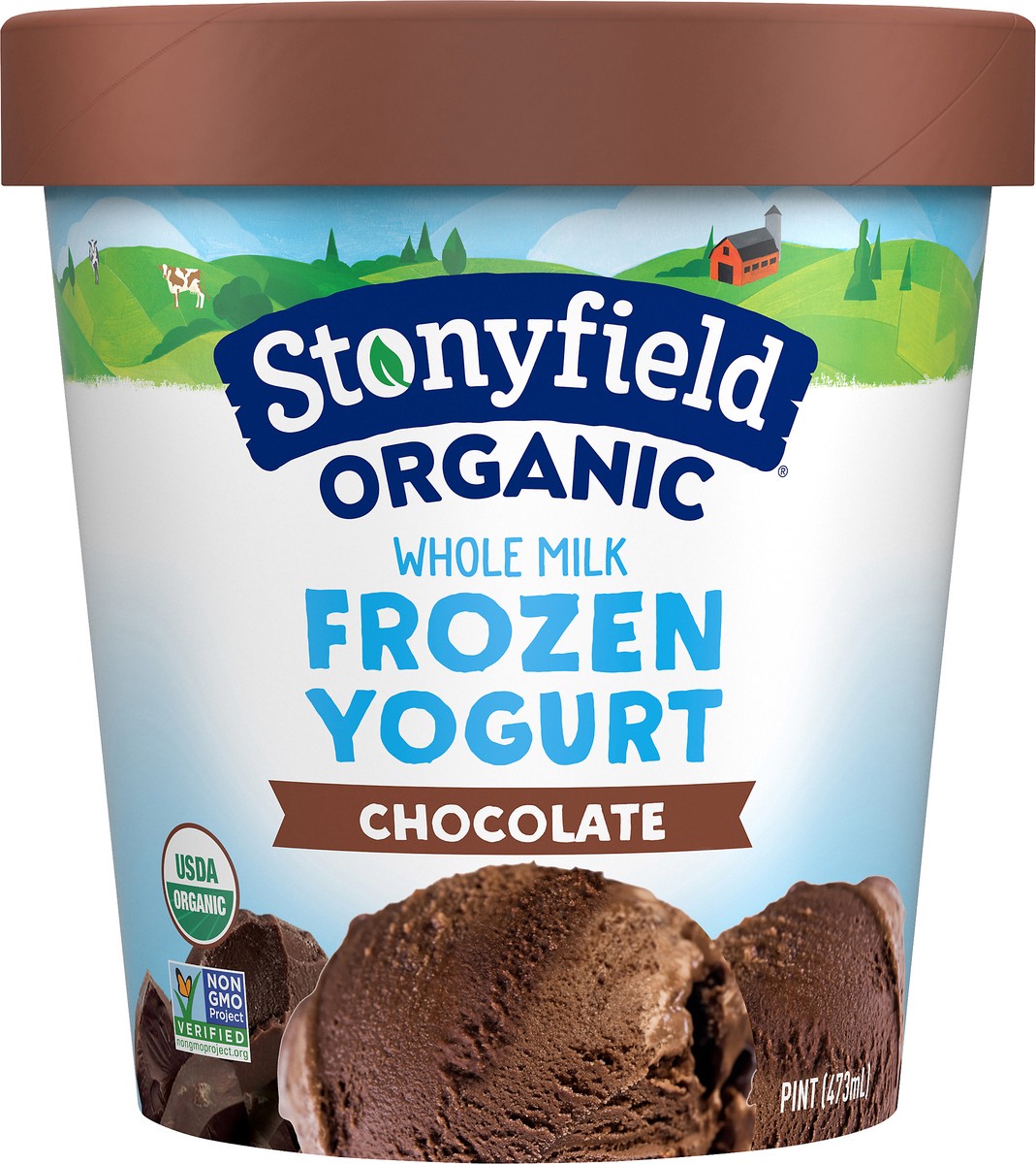 slide 3 of 8, Stonyfield Organic Whole Milk Chocolate Frozen Yogurt Cup, 1 pint