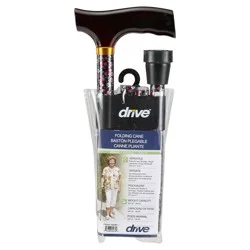 Drive Medical Folding Cane With Wood Handle, Black/Floral