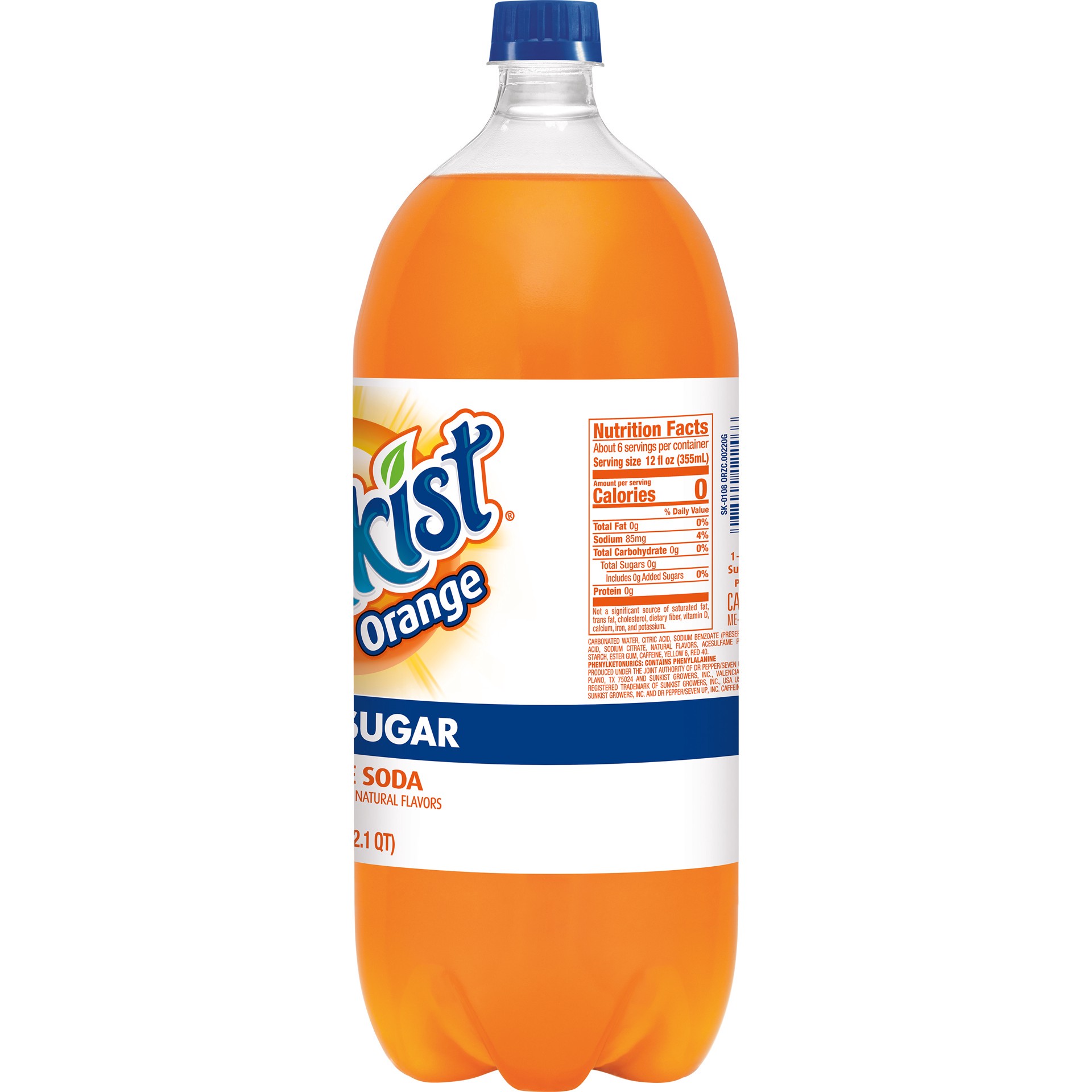 slide 4 of 5, Sunkist Zero Sugar Orange Soda, 2 L bottle, 2 liter; 67.6 oz