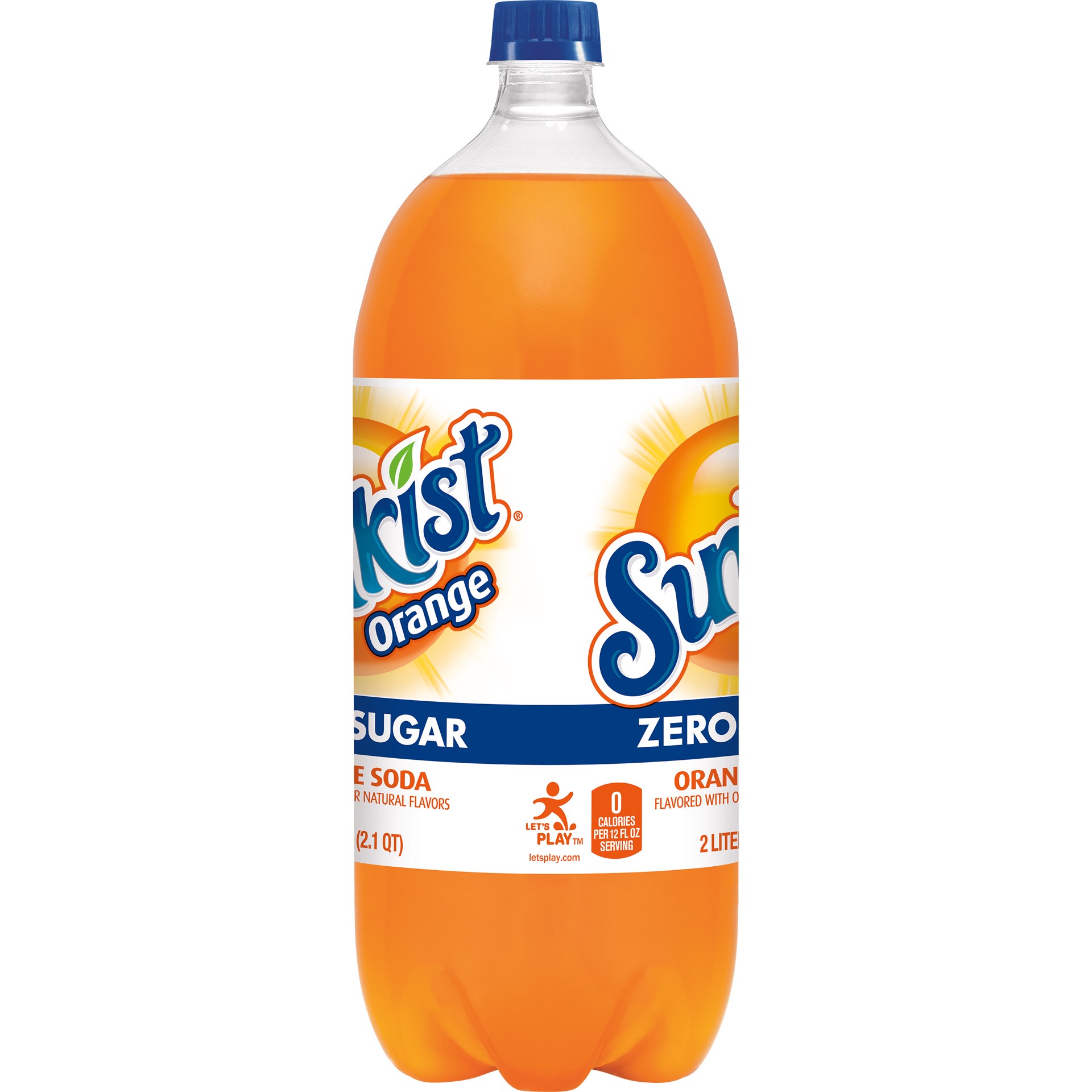 slide 5 of 5, Sunkist Zero Sugar Orange Soda, 2 L bottle, 2 liter; 67.6 oz
