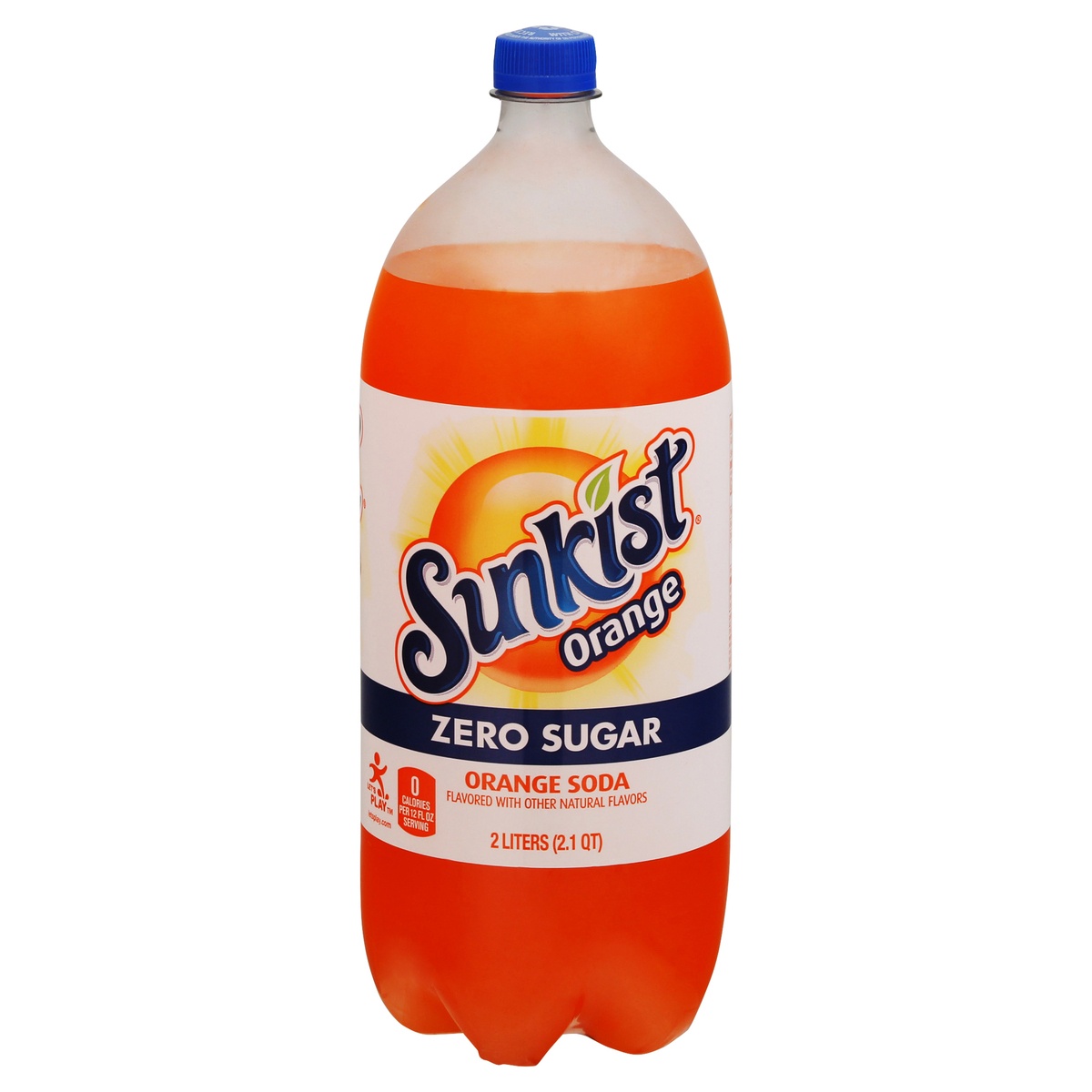 slide 1 of 2, Sunkist Zero Sugar Orange Soda 2 L bottle, 2 liter