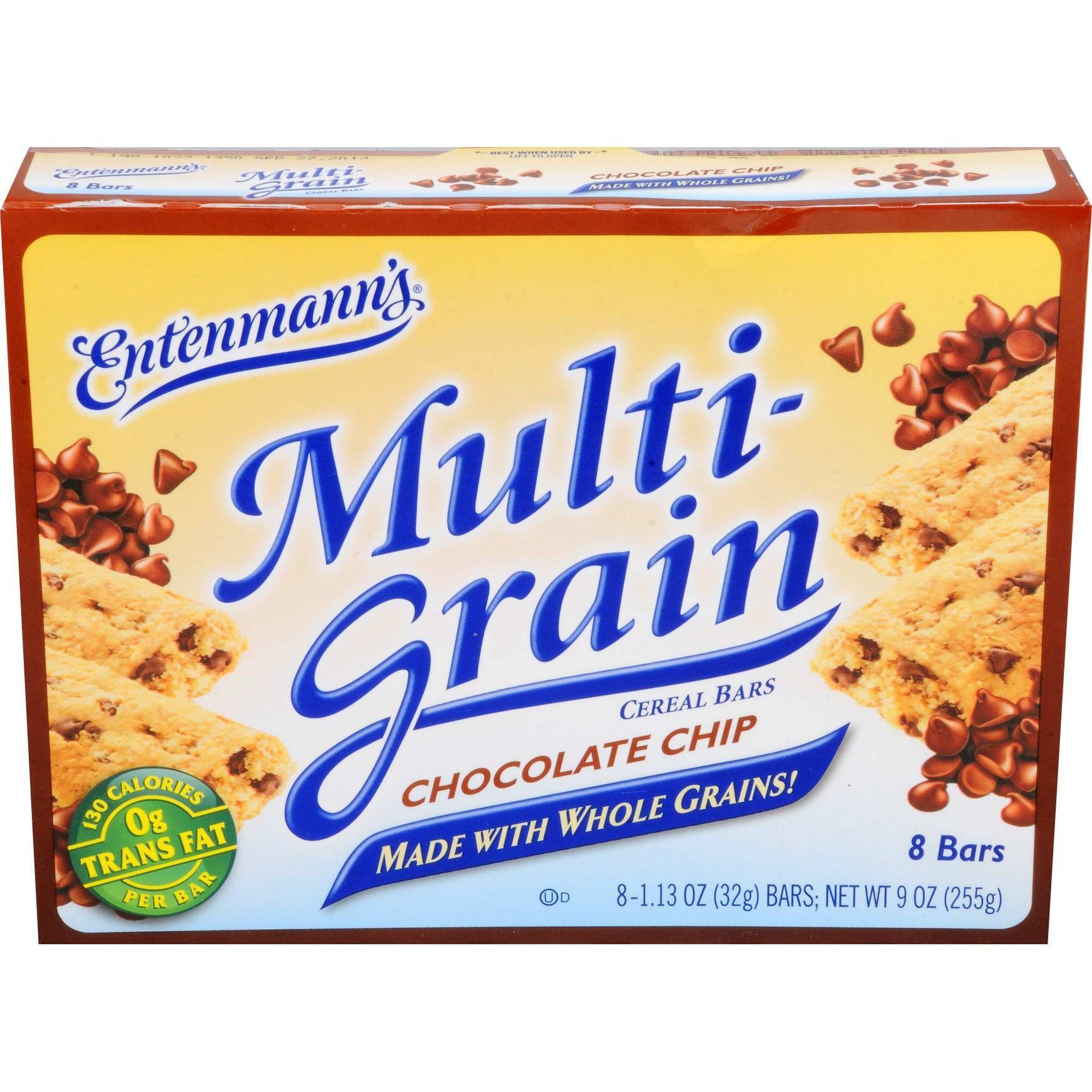 slide 1 of 1, Entenmann's Multi-Grain Chocolate Chip Cereal Bars, 8 ct