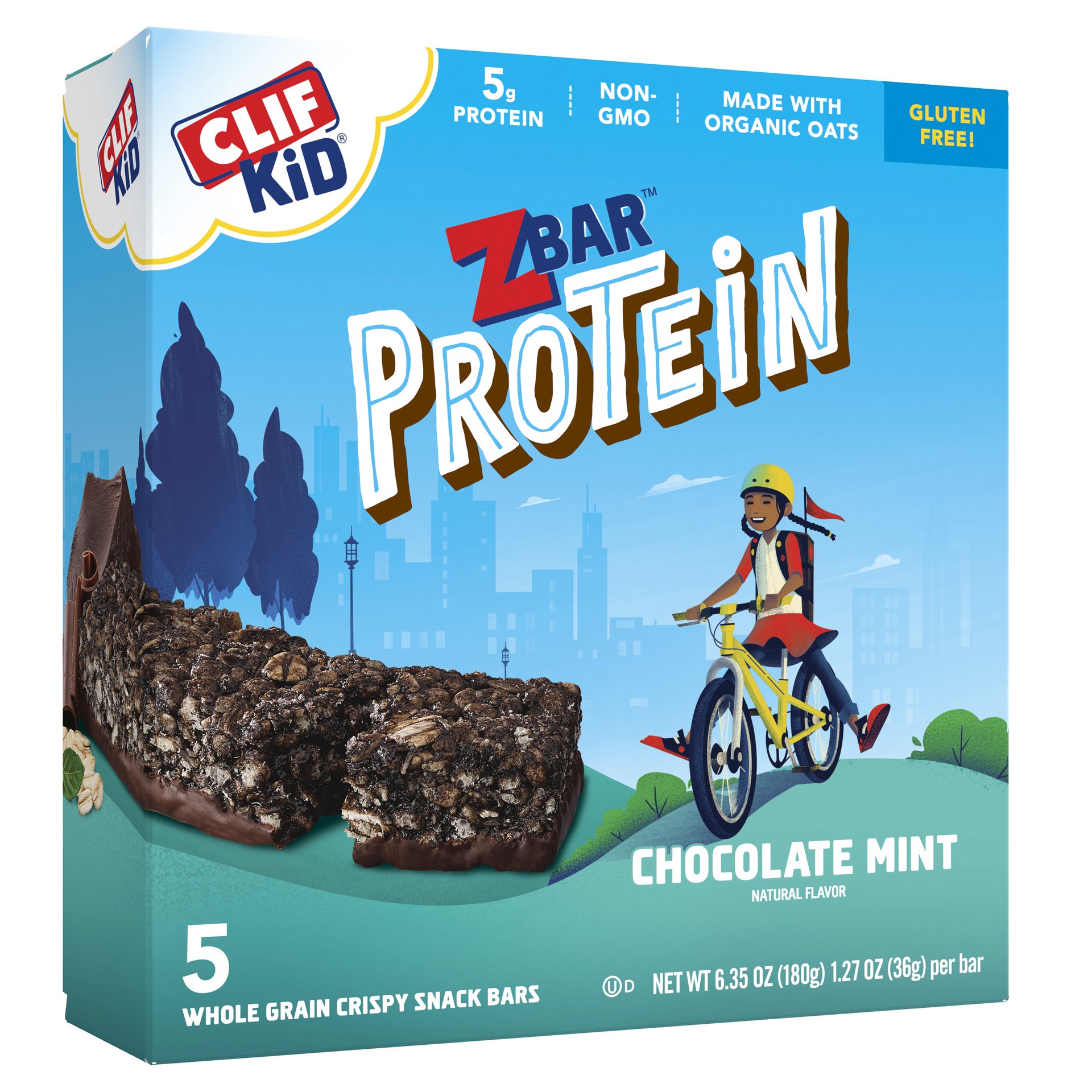 slide 1 of 7, Zbar Protein - Chocolate Mint - Crispy Whole Grain Snack Bars - Made with Organic Oats - Non-GMO - 5g Protein - 1.27 oz. (5 Pack), 5 ct; 1.27 oz