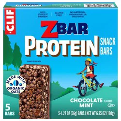 Zbar Protein - Chocolate Flavored Mint - Crispy Snack Bars - Made with Organic Oats - Non-GMO - 5g Protein - Gluten Free Protein Bars (5 Pack)