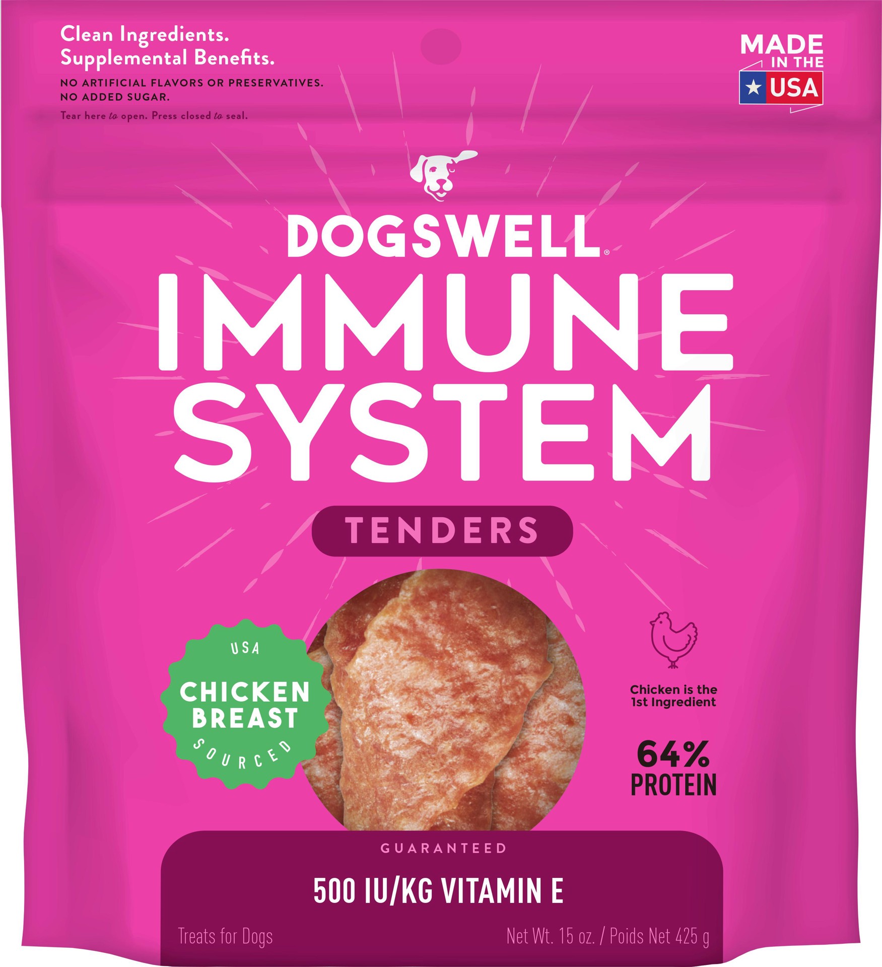 slide 1 of 7, Dogswell Immune System Tenders Dog Treats, Chicken Breast, 15 oz. Pouch, 15 oz