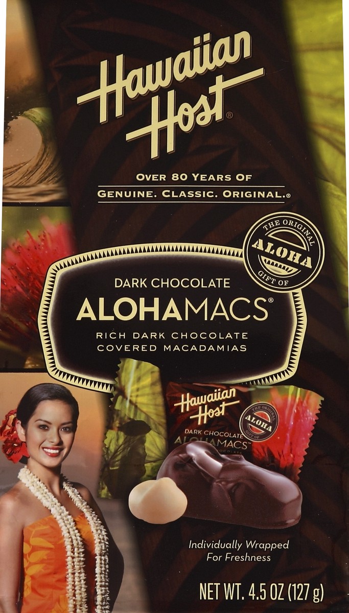 slide 4 of 4, Hawaiian Host Alohamacs Dark Chocolate Macadamia, 4.5 oz