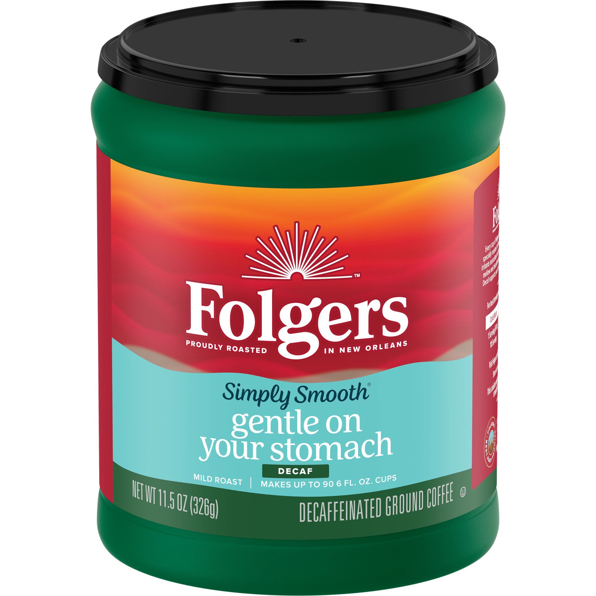 slide 5 of 5, Folgers Simply Smooth Decaffeinated Mild Roast Ground Coffee - 11.5 oz, 11.5 oz