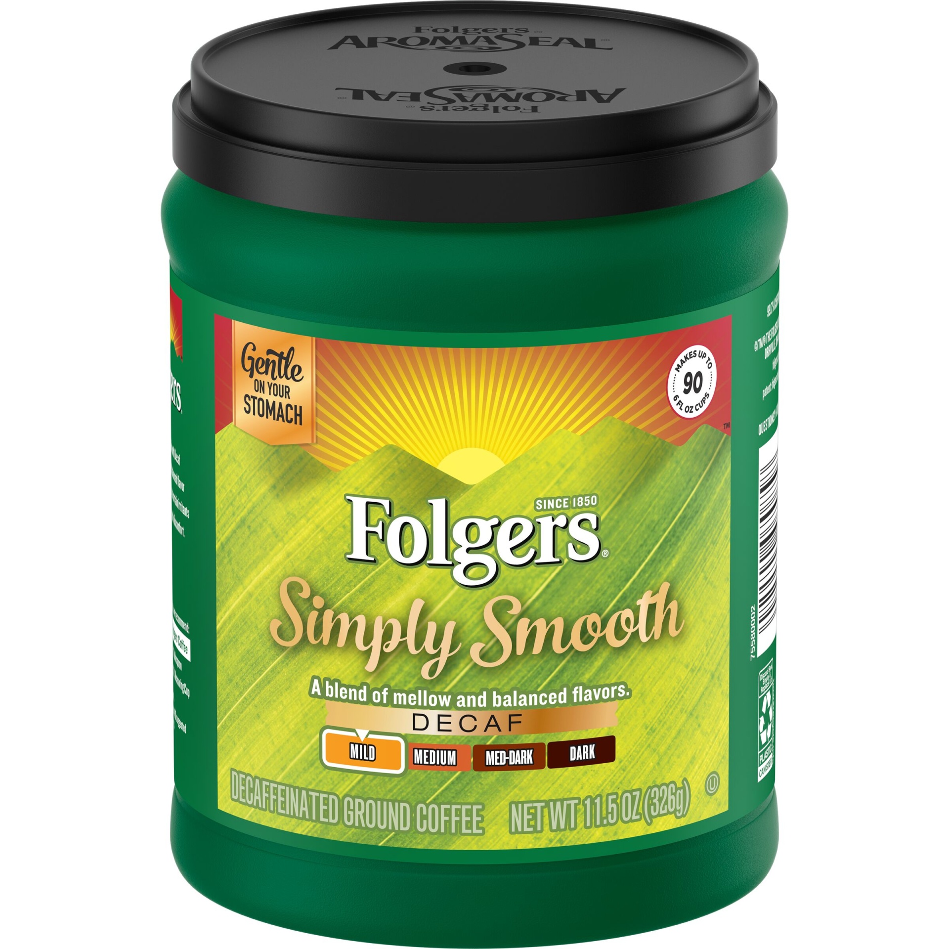 slide 1 of 1, Folgers Simply Smooth Decaffeinated Ground Coffee, 11.5 oz