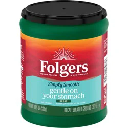 Folgers Simply Smooth Decaf Ground Coffee, 11.5 Oz. Canister