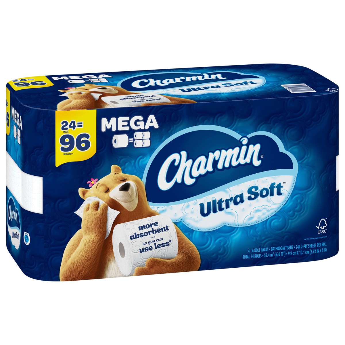 slide 5 of 5, Charmin Ultra Soft Toilet Paper 24 Mega Roll, 244 Sheets Per Roll, 24 ct