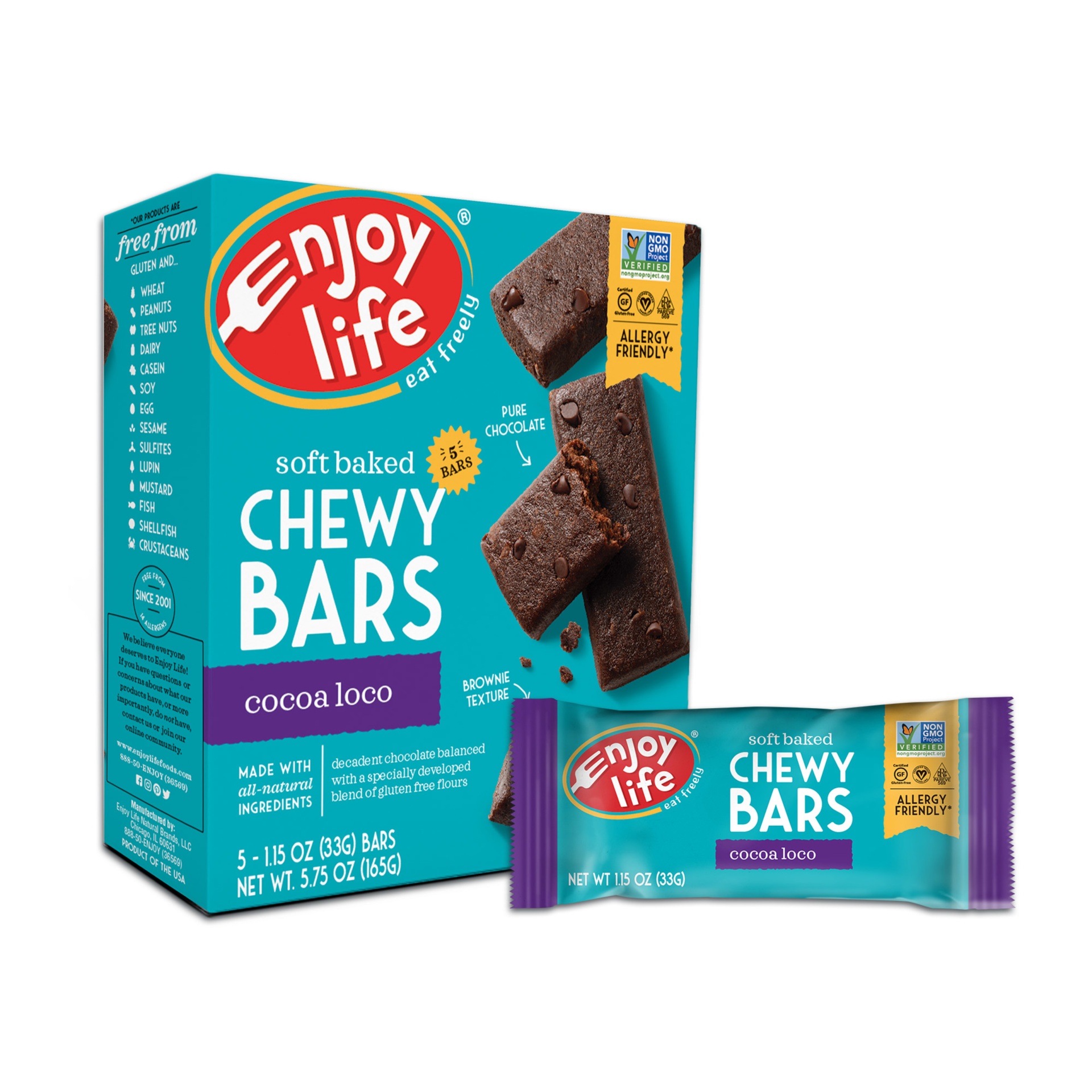 slide 1 of 2, Enjoy Life Soft and Chewy Cocoa Loco Snack Bars, 5 oz