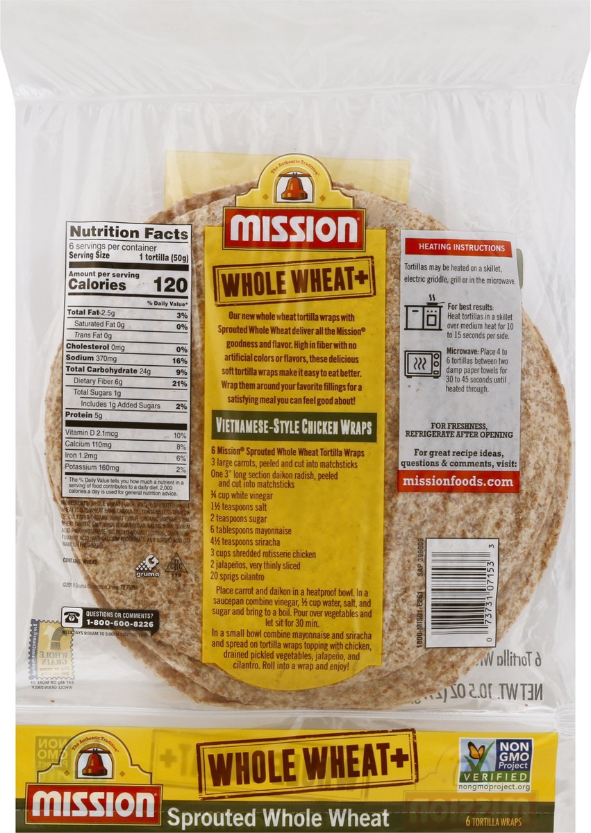 slide 8 of 8, Mission Tortilla Wraps 6 ea, 10.5 oz