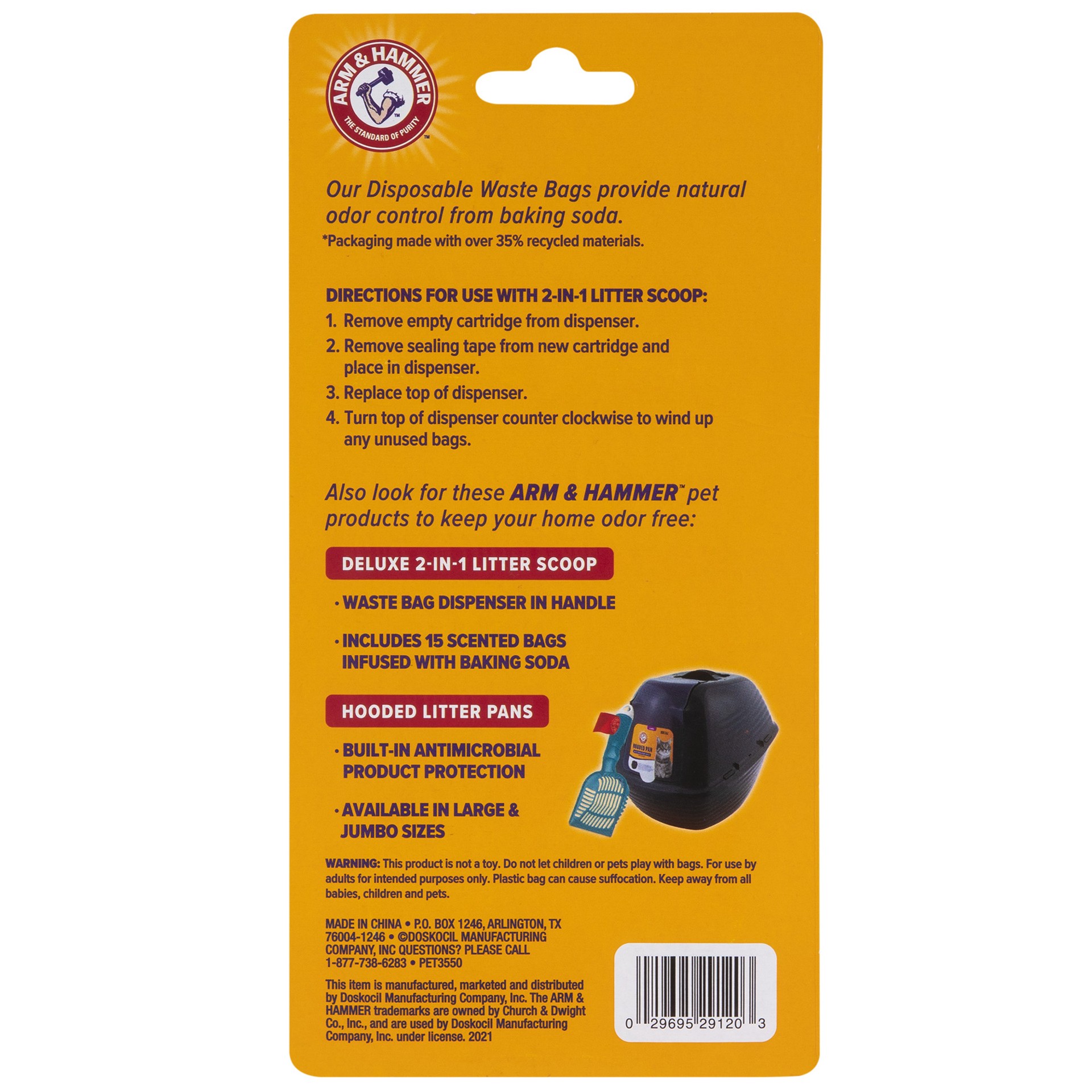 slide 2 of 5, ARM & HAMMER Arm & Hammer Deluxe 2-In-1 Litter Scoop Waste Bag Refills, 3 ct