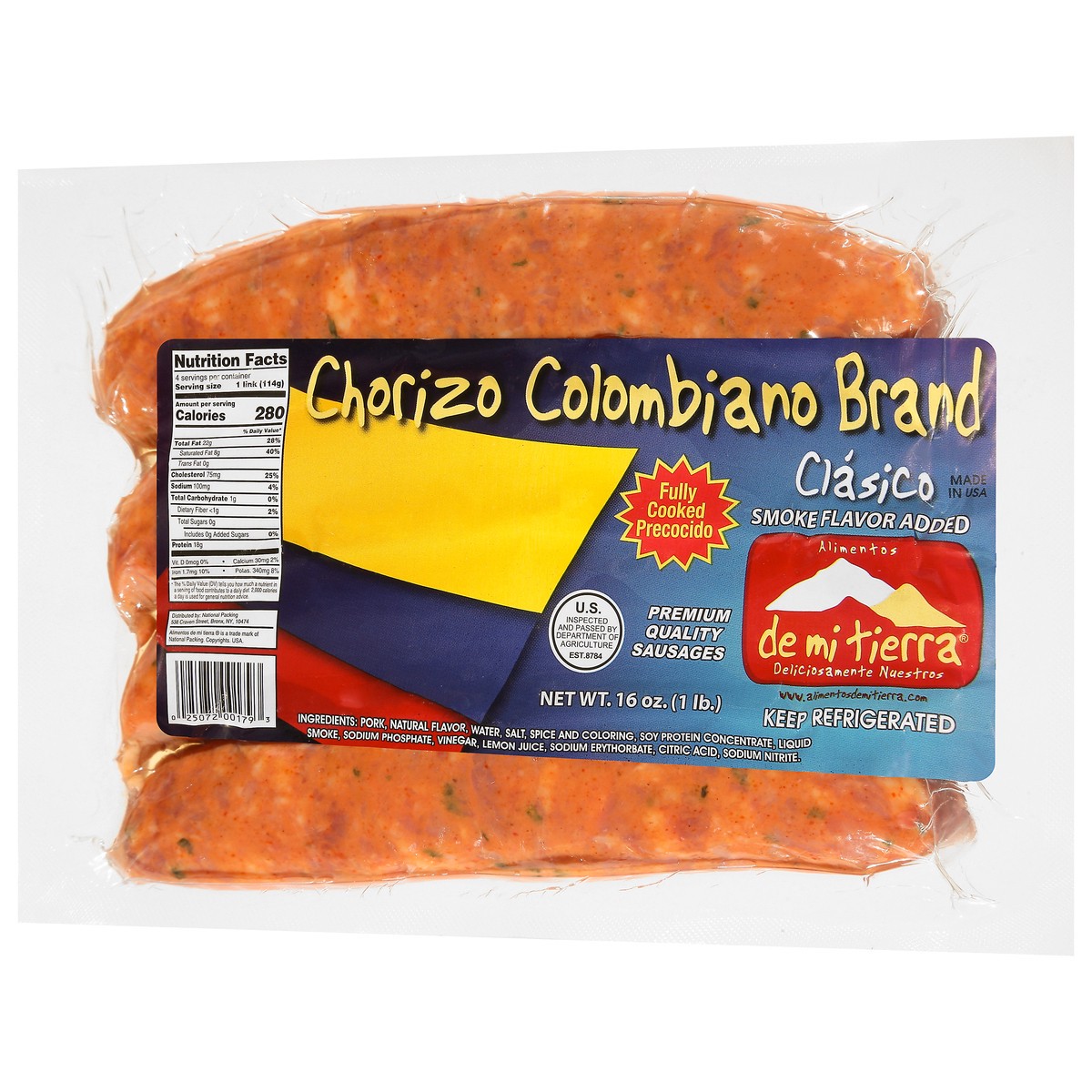 slide 10 of 13, De Mi Tierra Chorizo Colombiano Brand Sausages 16 oz, 16 oz