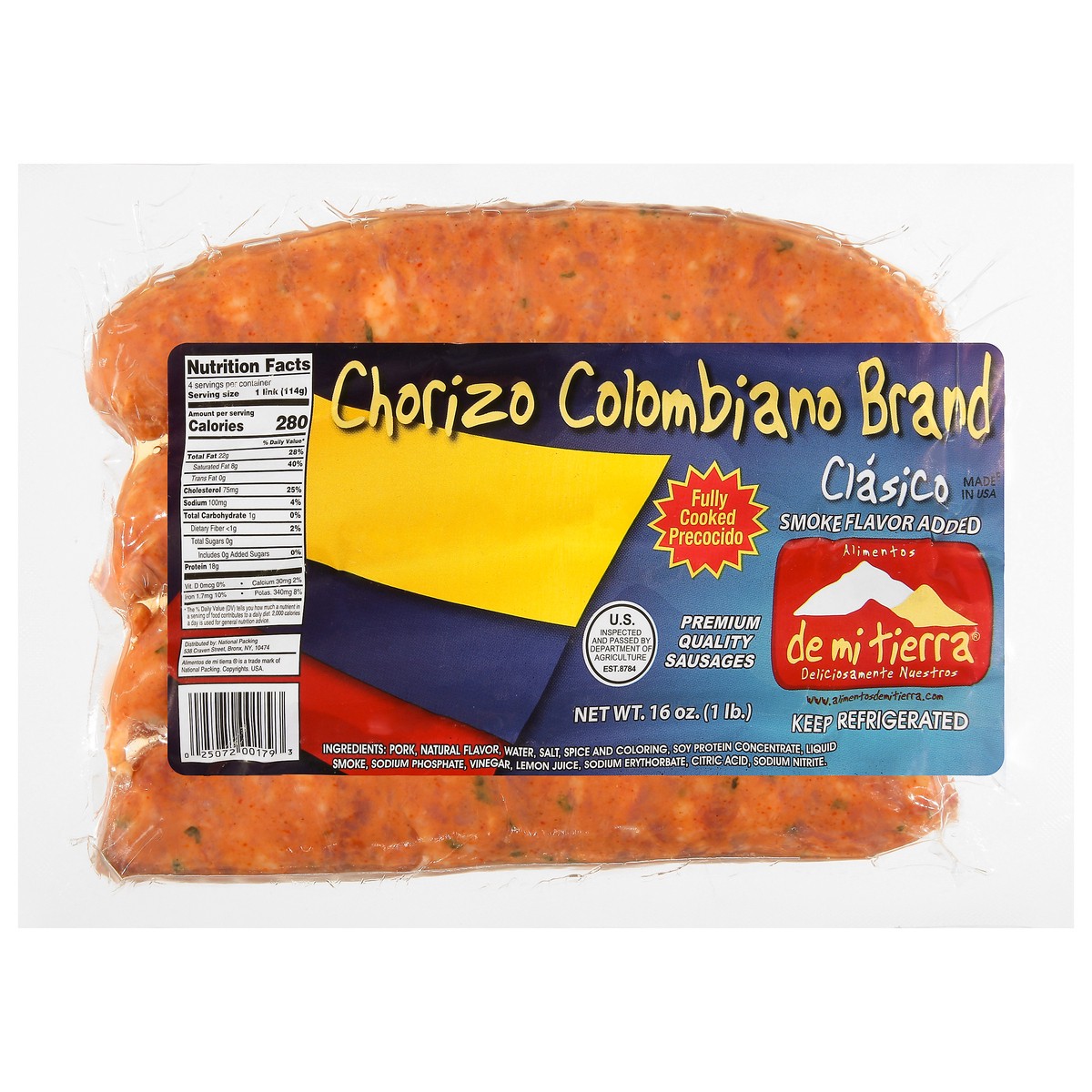 slide 1 of 13, De Mi Tierra Chorizo Colombiano Brand Sausages 16 oz, 16 oz