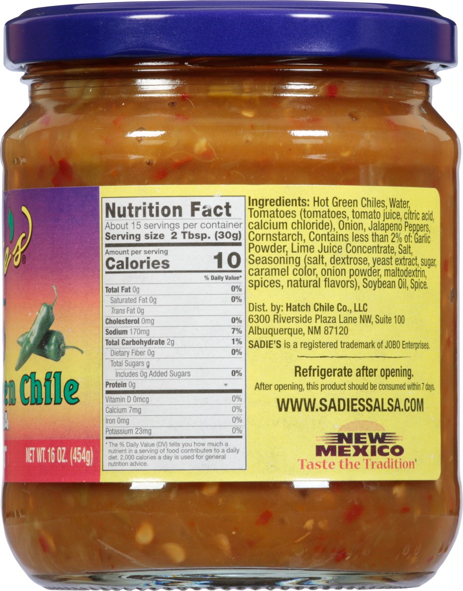 slide 7 of 13, Sadie's Roasted Green Chile Hot Salsa 16 oz, 16 oz