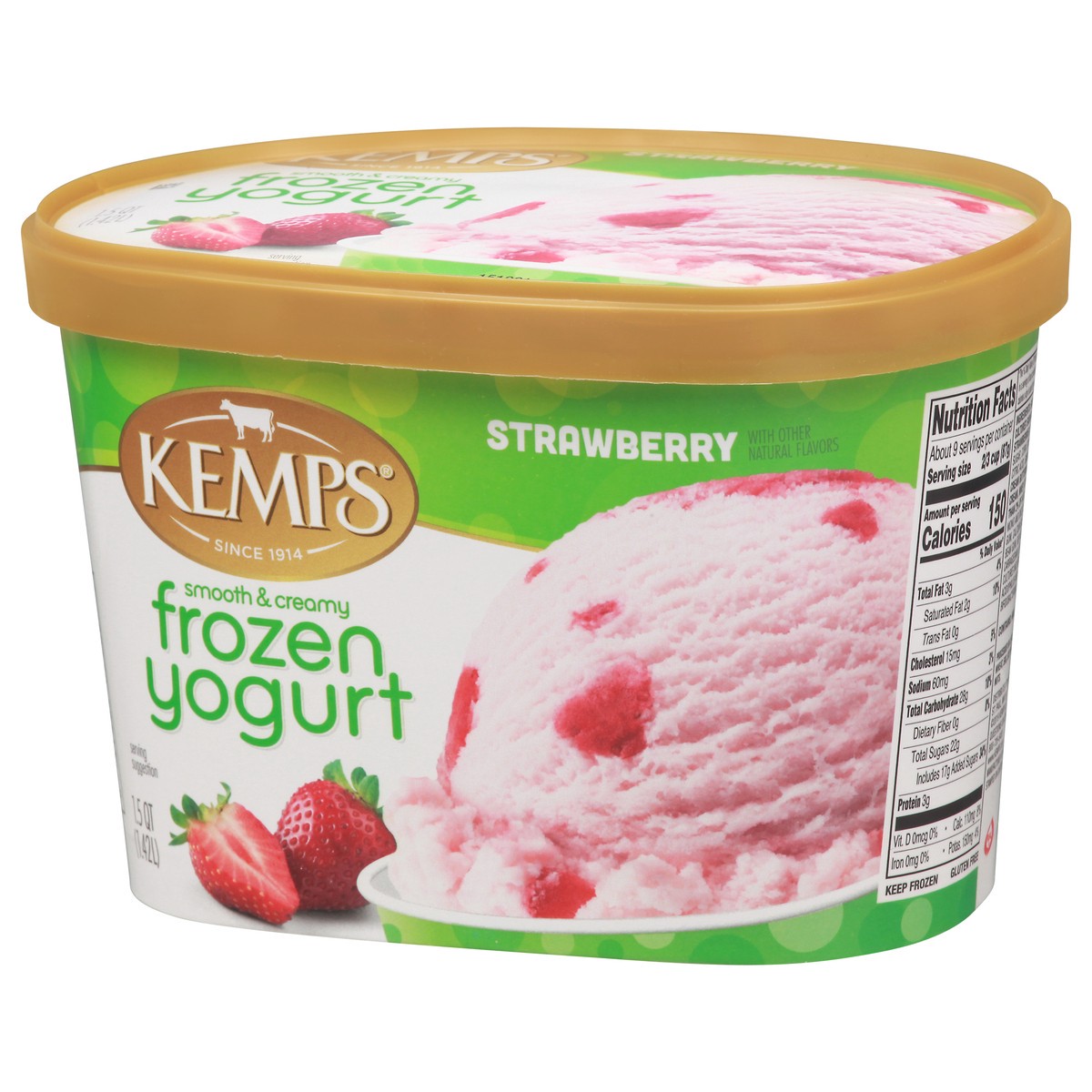 slide 3 of 13, Kemps Smooth & Creamy Strawberry Frozen Yogurt 1.5 qt, 1.5 qt