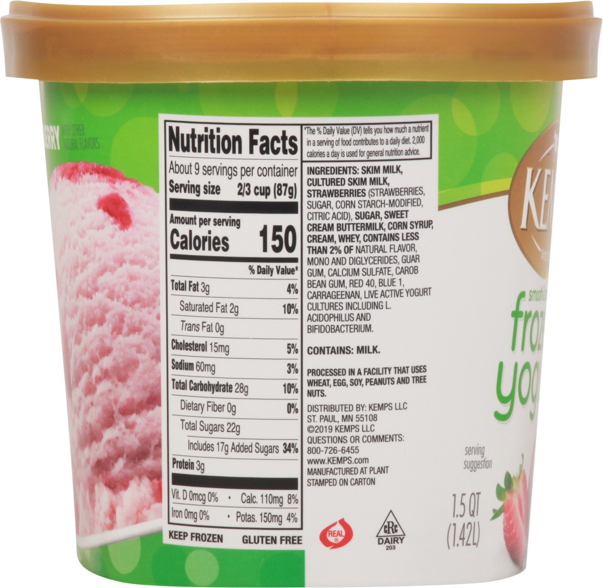 slide 12 of 13, Kemps Smooth & Creamy Strawberry Frozen Yogurt 1.5 qt, 1.5 qt