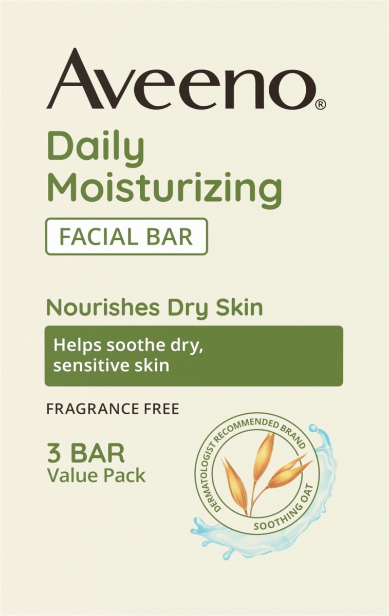 slide 7 of 12, Aveeno Daily Moisturizing Facial Cleansing Bar for Dry Skin, 3.5 oz x 3, 10.5 oz