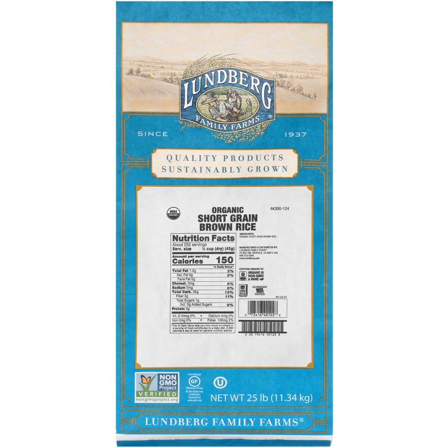 slide 1 of 1, Lundberg Organic Short Grain Brown Rice, 25 lb