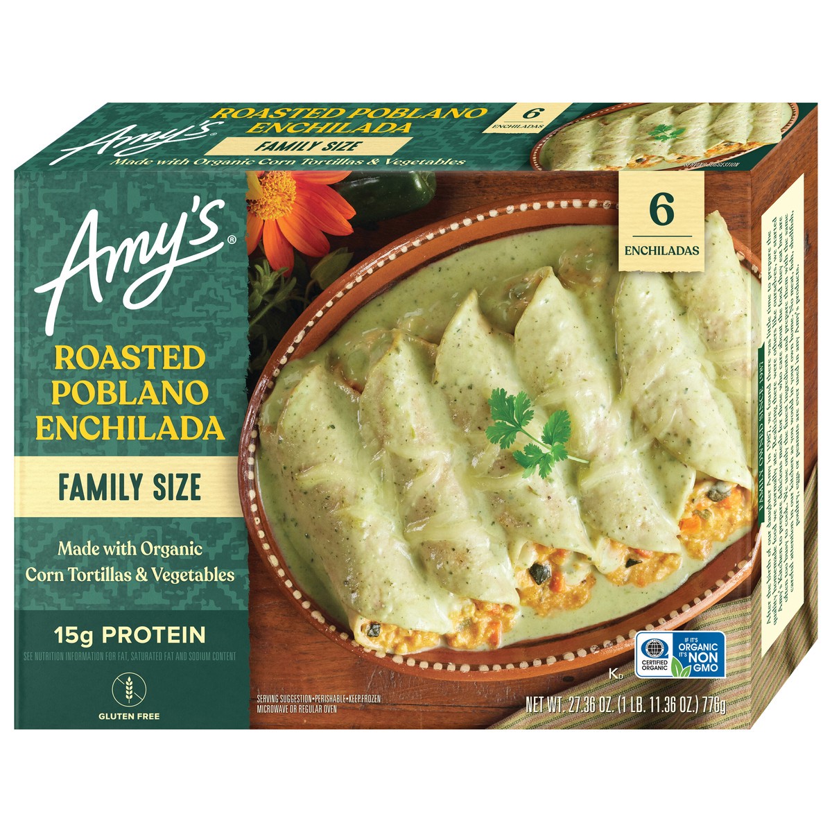 slide 2 of 4, Amy's Kitchen Family Size Roasted Poblano Enchilada, 27.40 oz