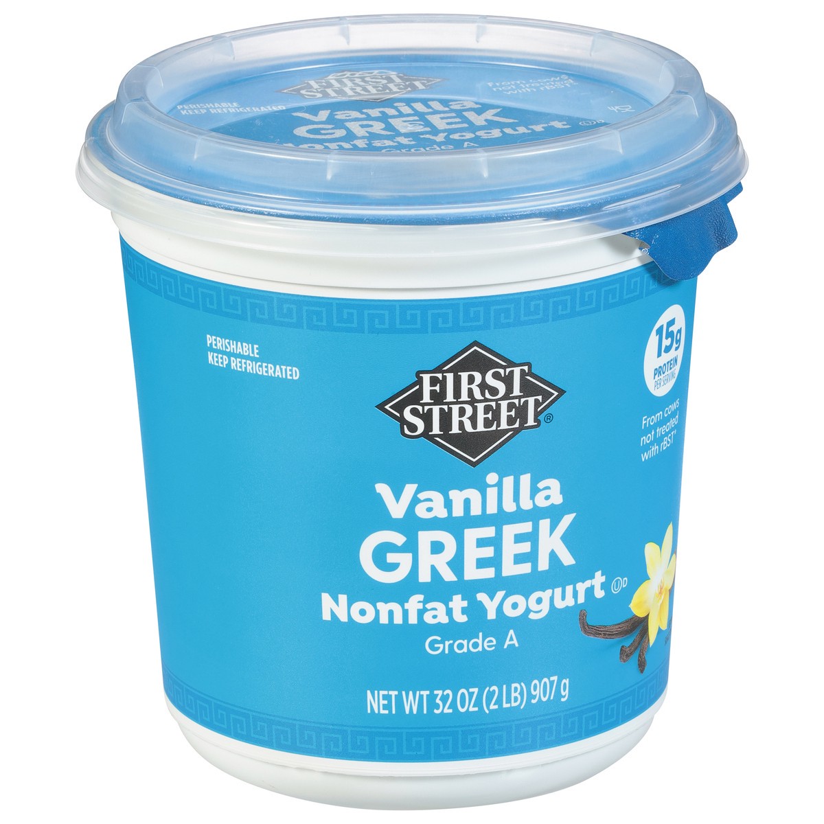 slide 2 of 14, First Street Non Fat Vanilla Greek Yogurt, 32 oz