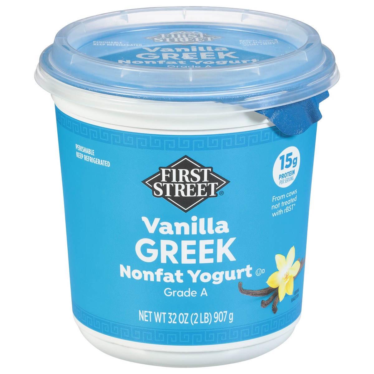 slide 6 of 14, First Street Non Fat Vanilla Greek Yogurt, 32 oz