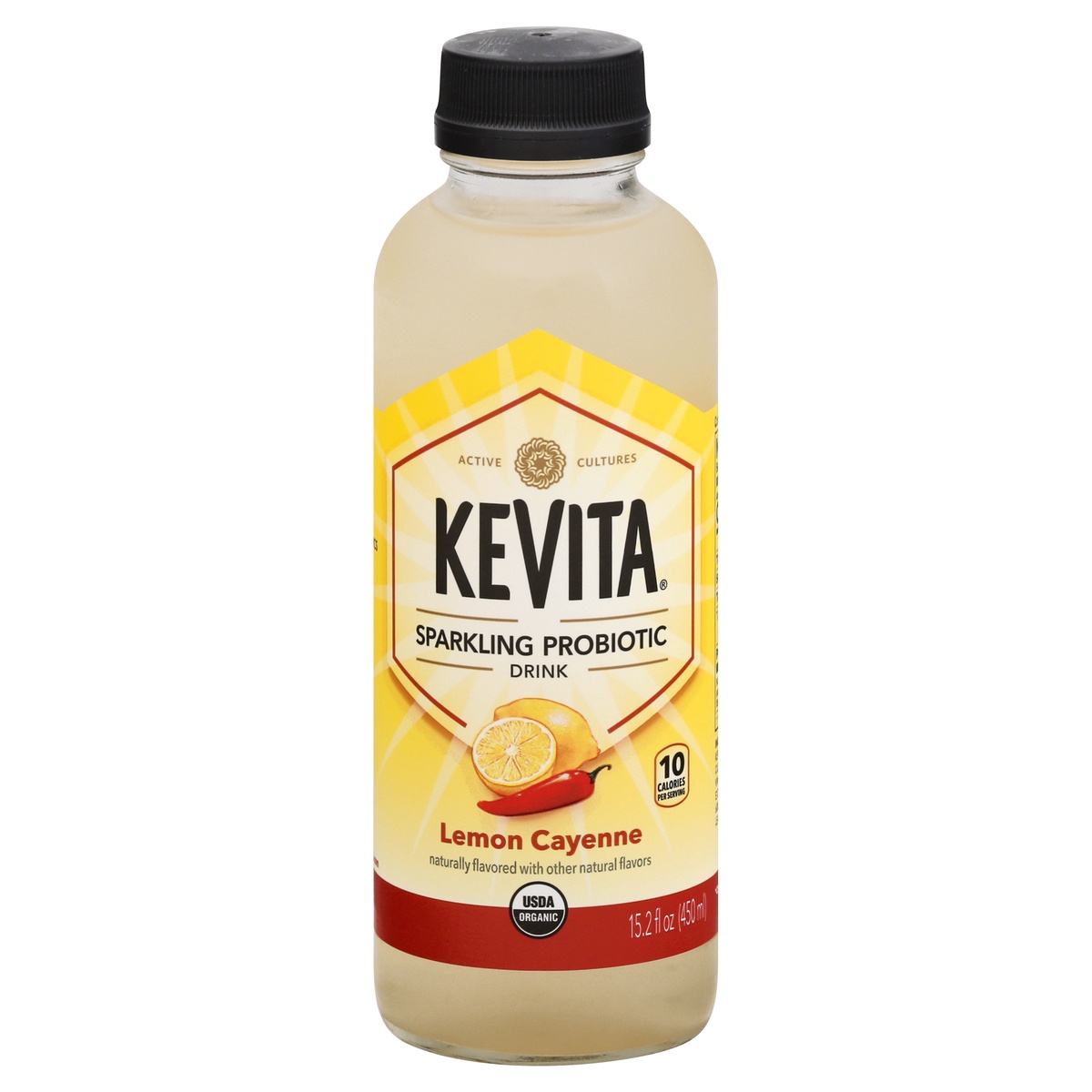 slide 1 of 1, KeVita Sparkling Probiotic Drink Lemon Cayenne 15.2 Fl Oz, 15.2 fl oz