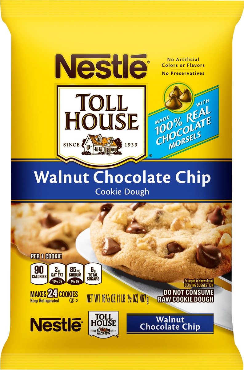 slide 7 of 8, Nestlé Toll House Walnut Chocolate Chip Cookie Dough, 16.5 oz