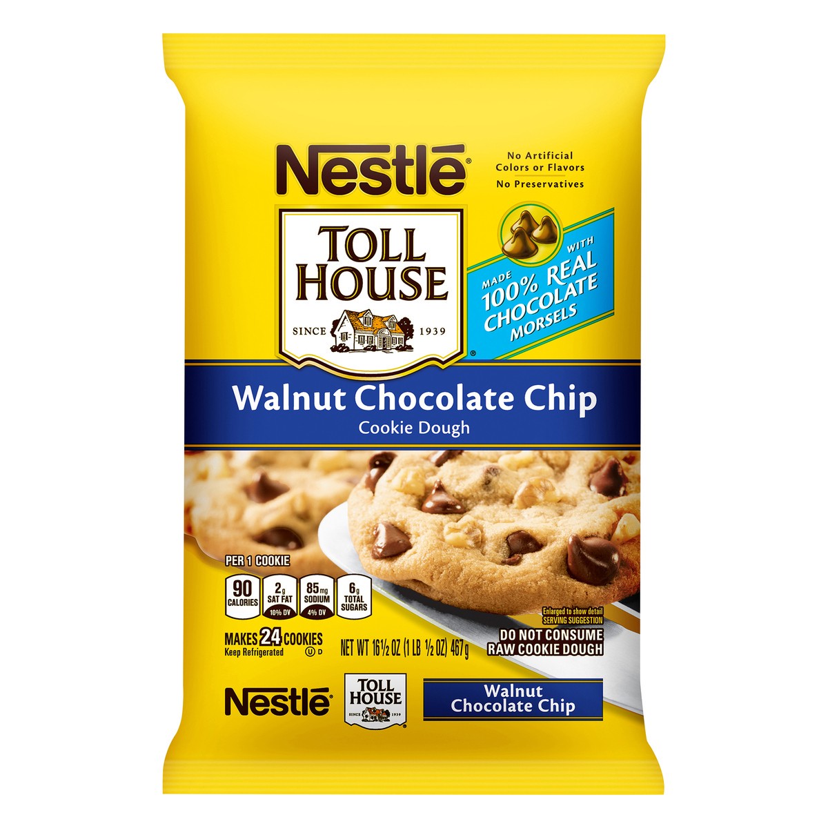 slide 1 of 8, Nestlé Toll House Walnut Chocolate Chip Cookie Dough, 16.5 oz